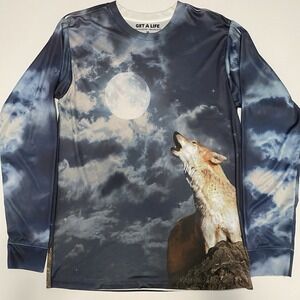 Get A Life Men's Wolf Graphic Long Sleeve T Shirt M Lightweight